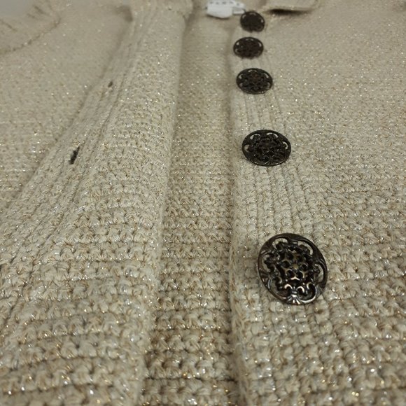 Spanner Beige Metallic Knit Sweater Blazer - Picture 12 of 15